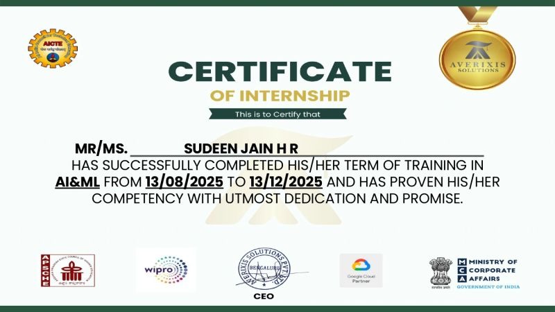 AI & ML Internship - Averixis Solutions