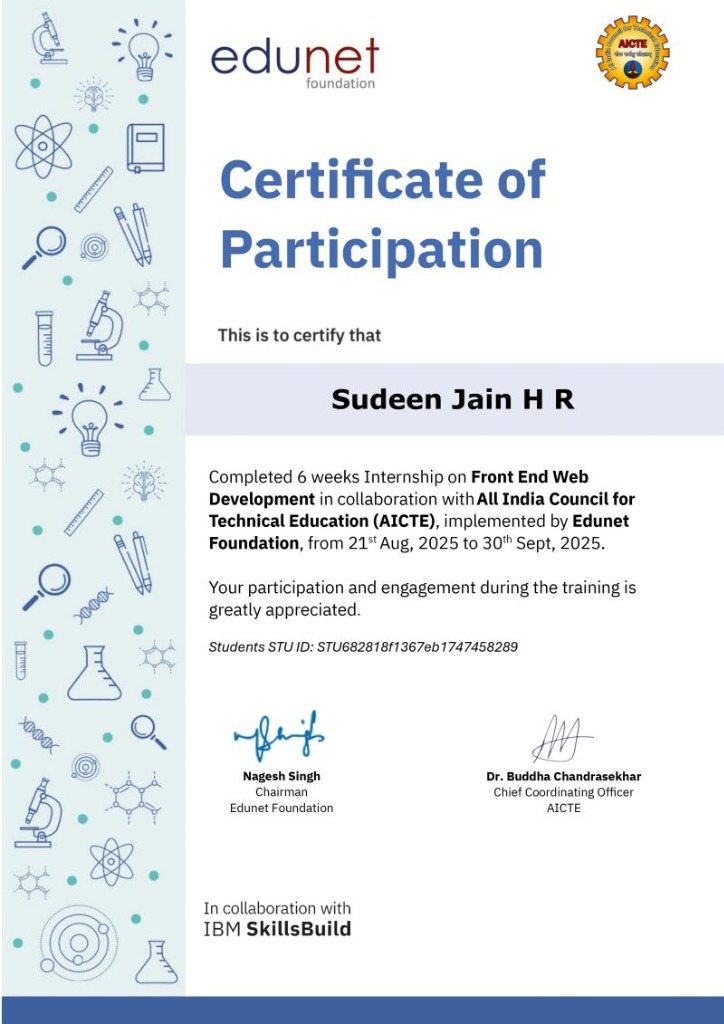 Front-End Web Development Internship